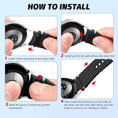 Image of Tobfit Silicone Bands for Samsung Galaxy Watch 7 Strap 40mm 44mm Women Men, 20mm Adjustable Sports Replacement Strap for Galaxy Watch 7 /FE /6 /6 Classic /5 /5 Pro /4 /4 Classic