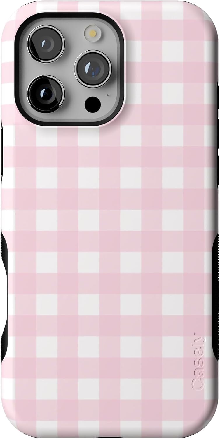 Amazon.com: Casely iPhone 16 Pro Case | Pink Plaid | Sunday Best