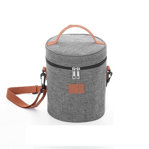Vexnar 茶色 キャンバス 断熱 ランチバッグ、アルミ箔 裏地, 耐久性 アウトドア キャンプ, 広い フロントポーチ, 食品保管, 食事・スナック用, キャンプ アクセサリー, ラウンド ライトグレー 18×22cm (ラウンド(ライトグレー)18×