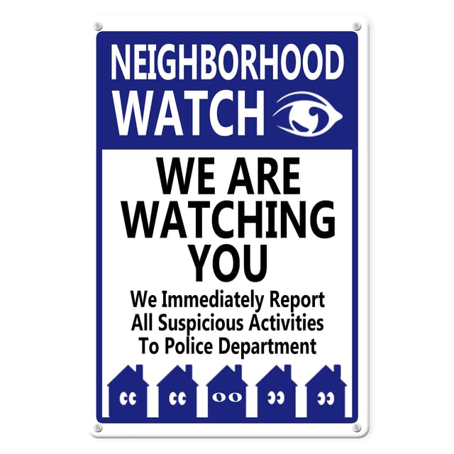 Horienteeon Neighborhood Watch Sign We Report Suspicious Activity for Crime Prevention Sign 20×30cm, Sturdy Aluminum Sign Metal Sign Rust Free, Outdoor Signs for Yard Garden Wall