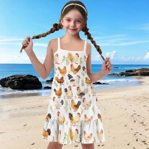 Girls Summer Dress Size 3T-14Y Sleeveless Straps Tiered Swing Sundress4