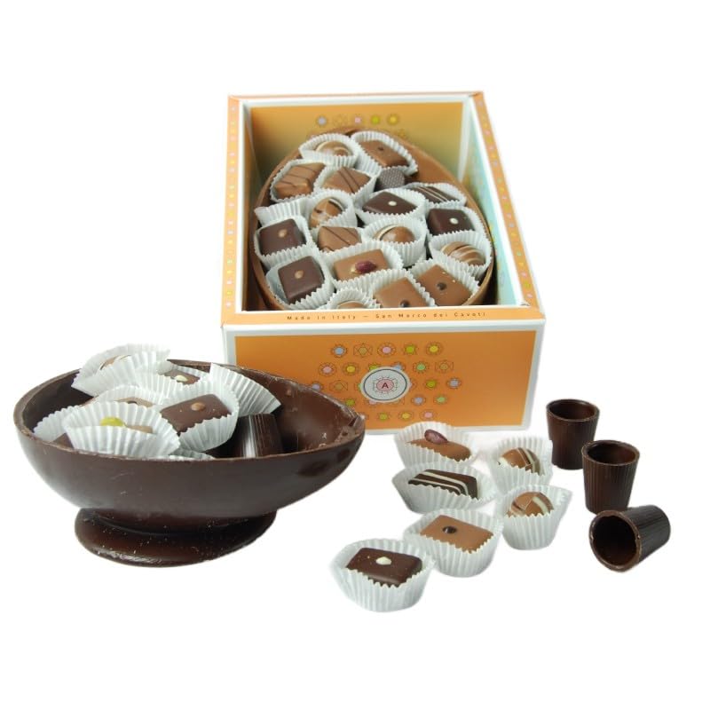 Guscio di Cioccolato Fondente con Praline e Ovetti e Bicchierini - 400g