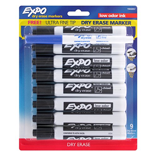 Expo Low Odor Dry Erase Markers, Chisel Tip, Black Ink (8-Count)