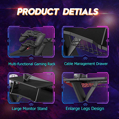 Buy Gaming Desk, 60" Z Shaped Computer Gaming Desk, Gamer Tables Pro