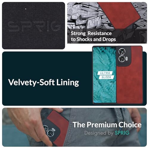 Image of SPRIG Compatible with Moto Edge 50 Fusion Premium PrimeMatte (Matte Leather TPU) Back Cover Drop Tested Shock Proof Mobile Case for Men, Women, Boys and Girls with Camera Protection (Red)