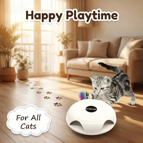 Interactive Whack-a-Mole Cat Toy — Automatic Mushroom Feather Pop-Up Play Toy for Cats, Cognitive Stimulation & Exercise, Durable Pet Entertaining Game (White) - 1