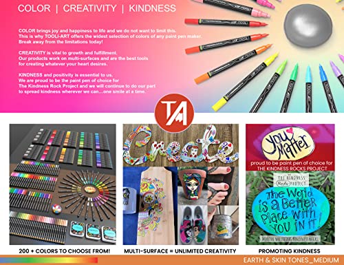 36 Acrylic Paint Pens Skin And Natural Earth Tone Marker Set For Rock Painting, Canvas, Mugs, Glass, Plastic, Wood, Metal, Fabric, Scrapbooking, Most Surfaces. Quick Drying Waterbased (Medium) #TOP7