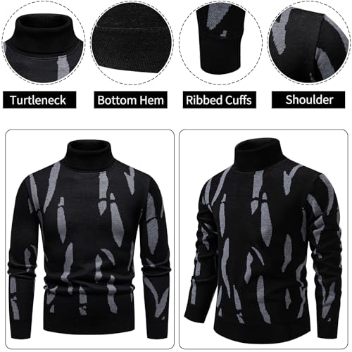 Mylldey Mens Turtleneck Sweaters Cable Knit Long Sleeve Men's Pullover Sweaters4