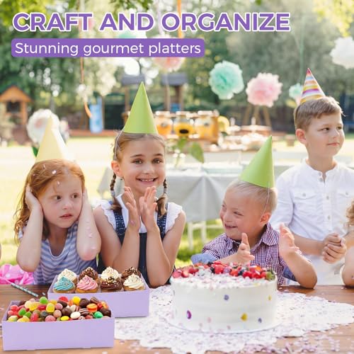 Image of Chinco 100 Pieces Paperboard Kraft Food Trays 4 Corner Pop up Food Tray Disposable Foldable Cardboard Movie Night Snack Party Container Box for Holding Drink at Stadiums or Theaters (Purple)