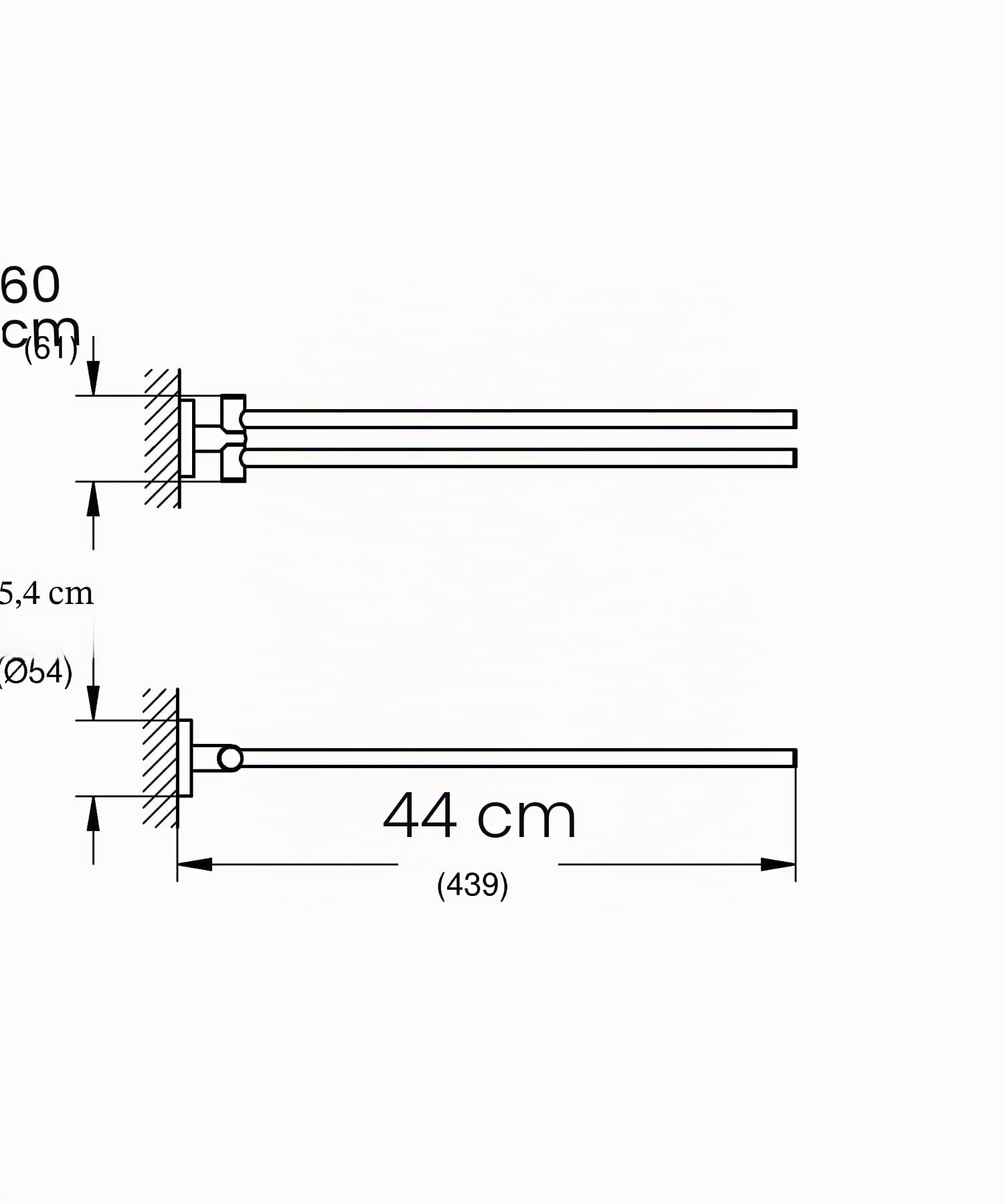 GROHE Start Double Barre Porte-Serviettes pour Salle de Bain, 439 mm, Fixations Cachées avec Vis Incluses, Métal, Chromé, 41183000