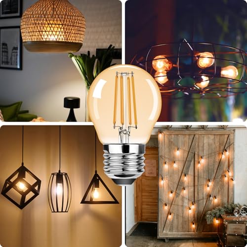 ProCrus G45 E26 Vintage LED Small Edison Bulb 120V 4W (30 Watt Equivalent),Antique Globe Filament Decorative Light Bulbs Warm White 2200K 300LM,Amber Glass,Non-Dimmable,6 Pack by ProCrus - Used condition - Image 6