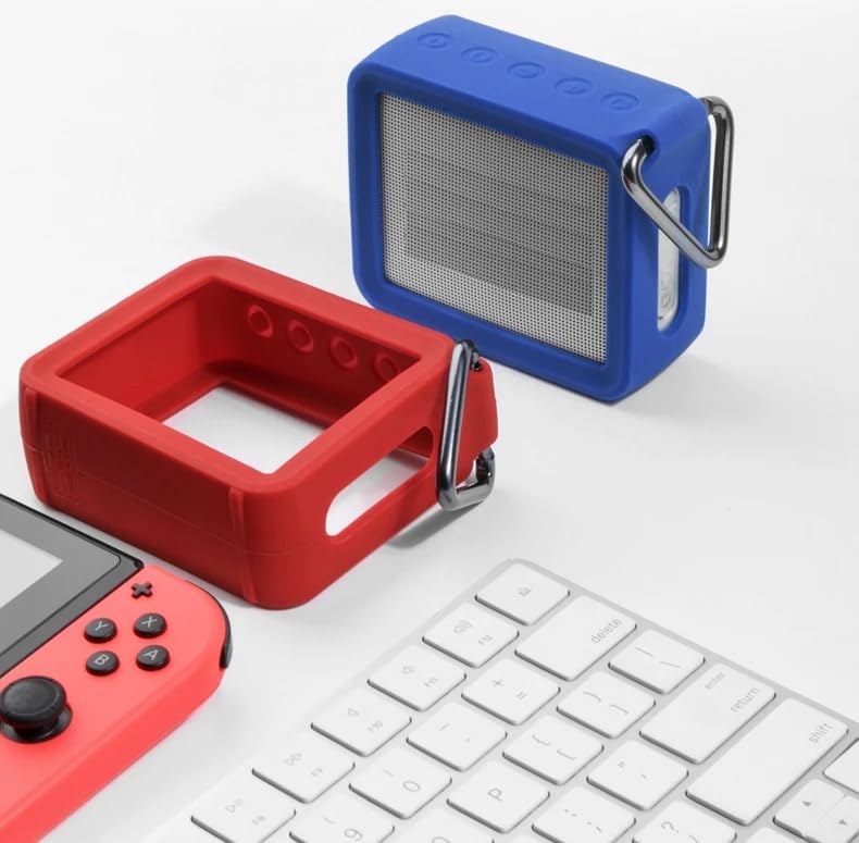 Silicone Case Cover for JBL GO 2,Protective Skin Sleeve Shell for Wireless Portable Compact Speaker,Speaker Protection Holder Accessories,Speaker Carrying Case Replacement (Black - Metal Buckle)