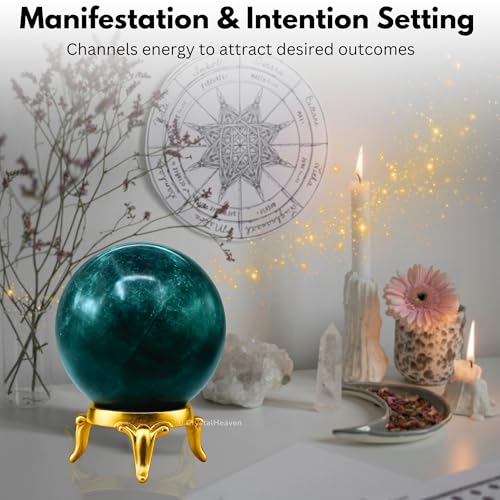 Image of Certified Blue Apatite Crystal Ball for Meditation - Premium Crystal Vastu Items for Home and Feng Shui Items for Good Luck - Ideal for Pooja Supplies and Spiritual Practices (2 inch Inch)