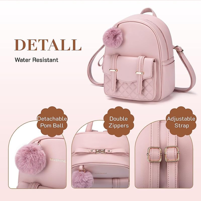 Image of ShopyVid Mini Backpack for Women Cute Small Backpack Purse With Pompom