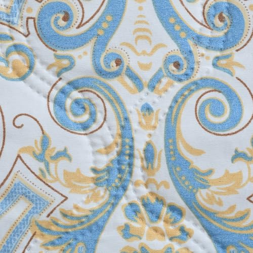 Image of Home Stylish Luxury Ultrasonic Punch AC Comforter Blanket - Quilted Microfiber Floral Pattern, Lightweight Breathable Hypoallergenic All‑Season Blanket for Bedroom, (228x228 Cm) White & Royal Grey