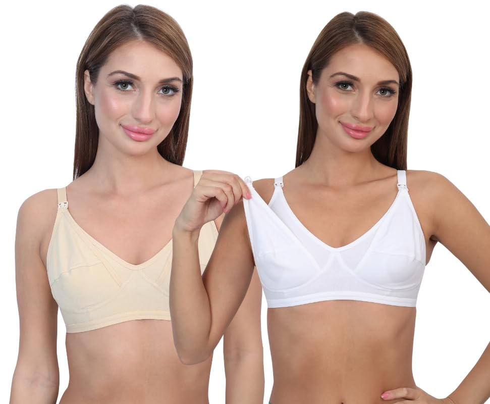 Women’s Cotton Maternity Bra | Baby Breast Feeding Bra Mothers | Non Padded, Wire Free, Full Coverage Nursing Bra Combo-image-36