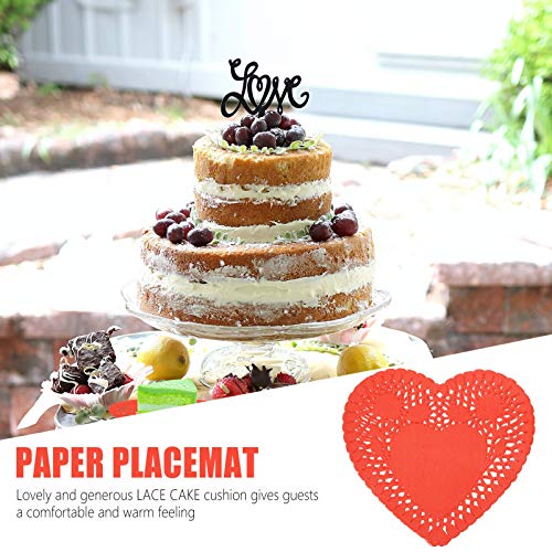 Cabilock 100 Folhas Doilies Coração Dos Namorados Mini Pequenos Recortes de Papel da Forma Do Coraçã