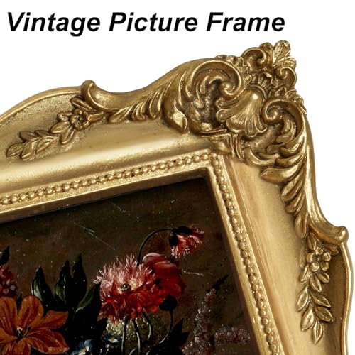 Image of 8x10 Gold Frame Vintage Picture Frames Ornate Victorian | Matted to 5x7 or 8 x 10 Photos, Real Glass, Tabletop or Wall Display