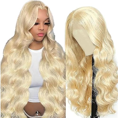 AiPliantfis Body Wave Human Hair Wig Blonde Perruques Cheveux Humains 4X4 Lace Glueless Wig Wear and Go 613 Blonde Pre Plucked 150% Density Unprocessed...
