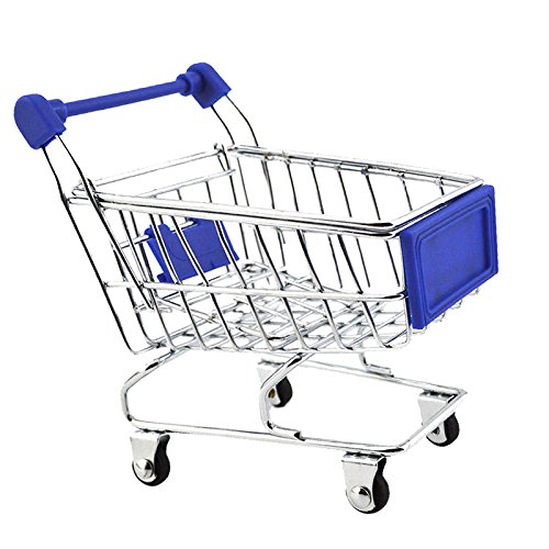 B Blesiya Mini Supermarkt Schubkarre Einkaufswagen Einkaufskorb Spielzeug für Kinder Kaufladen Rollenspiel - Dunkelblau – Bild 6