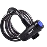 Bike Lock 1/2 Inch Thick Cable Coiled Secure Bicycle Lock with Keys Scooter Heavy Duty Anti Theft-Without Lock Rack