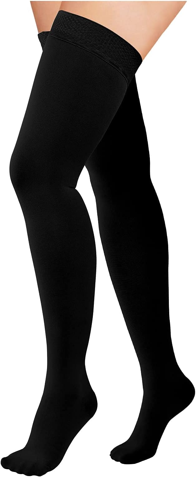 Athbavib 20-30mmHg Thigh High Compression Stockings for Women & Men, Closed Toe Medical Compression Socks Graduated Support Compression Sock for Varicose Veins Swelling Treatment