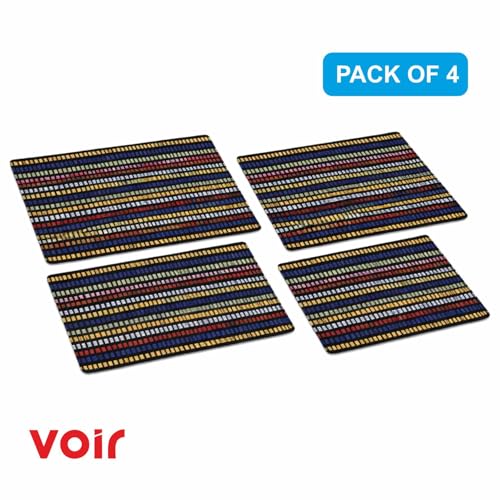 Image of Voir Door Mat Anti-Skid Cotton Blend Kitchen Rugs, 60 x 40 cm, Multi Color, Super Absorbent Quick Dry Bath Mat, Soft Cotton for Bathroom, Shower & Wash Area (Pack of 4 Mats)