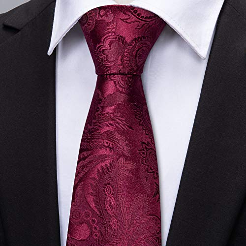 Image of Barry.Wang Paisley Tie Fashion Set Hanky Cufflinks Neckties for Men Woven Silk
