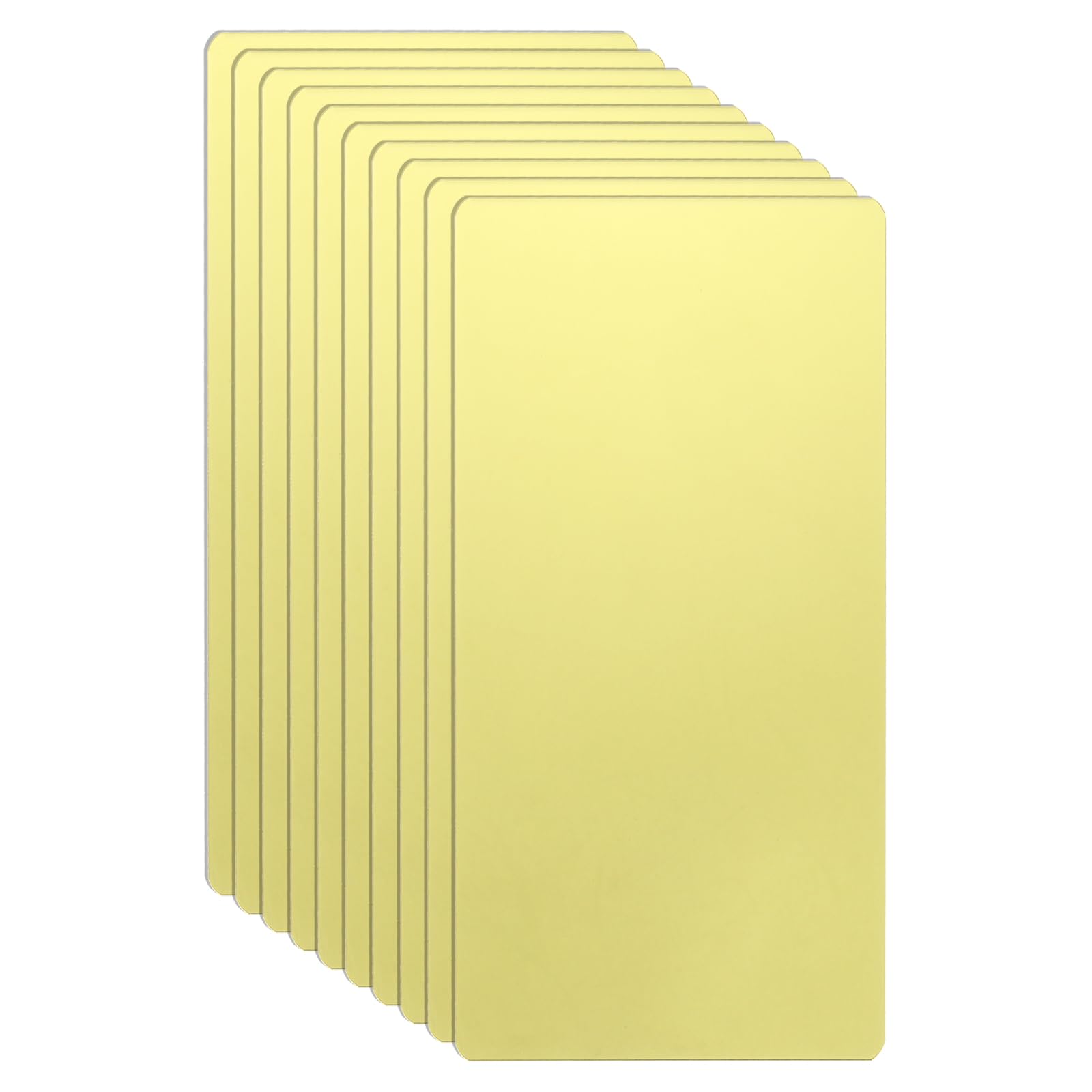 sourcing map 10pcs Metal Business Card 100 x 50 x 0.4mm 201 Stainless Steel Mirror Titanium Engrave Cards Custom Blank CNC Engrave Sheet for House Office DIY Gift Invitations, Gold