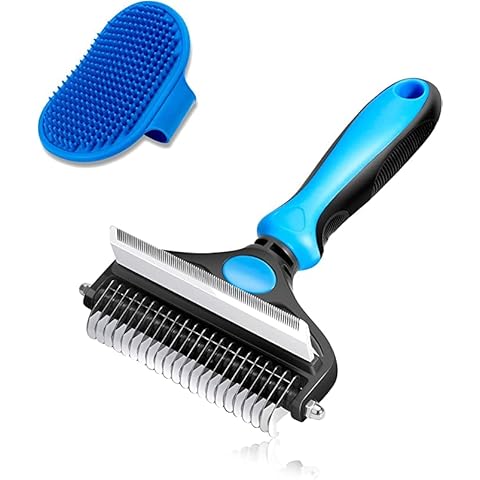 CGBE Dog Brush and Cat Brush, 2 in 1 Pet Undercoat Rake Grooming Tool for Deshedding, Mats & Tangles Removing, Shedding Brush and Dematting Comb for Large Small Dogs & Cats' Long & Short Hair Remover Cover