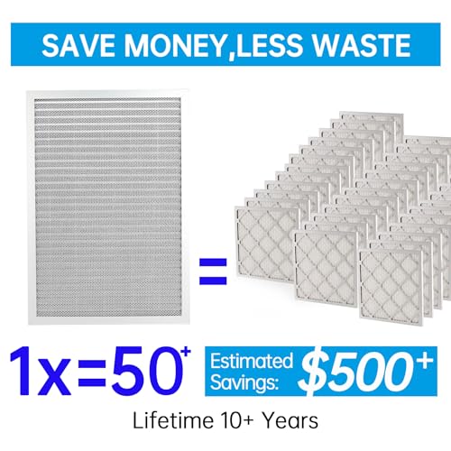 Image of UBeesize 14x24x1 Reusable Electrostatic Air Filter HVAC AC Furnace Filter,MERV 8,Washable, Lasts a Lifetime,Permanent Air Filter,Breathe Fresher,Home And Office(Actual Size:13.38x23.38x0.82 Inch)