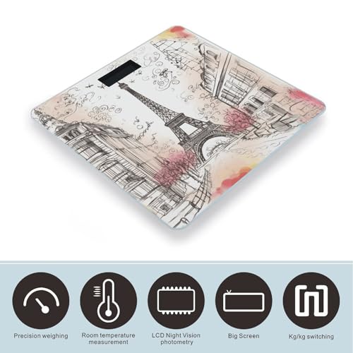 Báscula digital de baño con diseño Torre Eiffel París miniatura 3