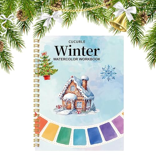 Cuaderno De Acuarelas | Cuaderno Temático Navidad Para Principiantes | Papel Arte Dibujo Colorear Niños Adultos Niños | Proyectos Creativos Práctica Pintura Bocetos