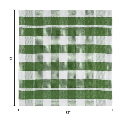 Image of LANE LINEN 100% Cotton Kitchen Dish Cloths, Ultra Soft Absorbent Quick Drying Dish Towels, Multiweave Wash Cloths Dish Towel Sets, 12x12 Inches, 12 Pack - Olive