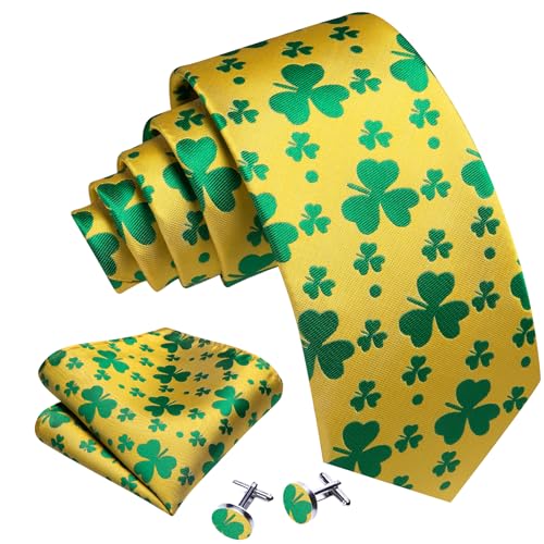 Image of Barry.Wang Fun Animal Ties for Men Designer Handkerchief Cufflink WOVEN Casual Necktie Set Festival