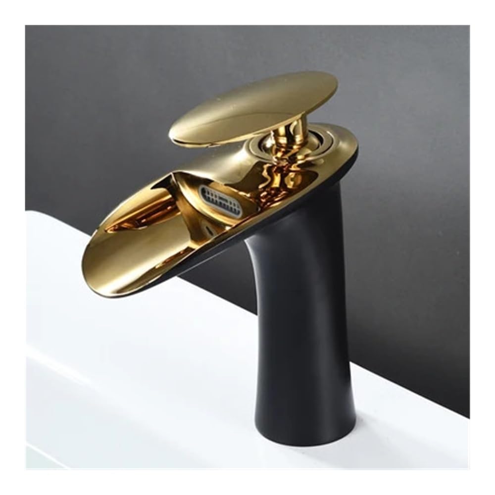 Blyqxs 7 Brass Hot And Cold Waterfall Faucet Countertop Basin Washbasin Black/White/Gold Heightened Models Faucet W3044(7)
