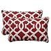 Pillow Perfect Indoor/Outdoor New Geo Corded Rectangular Throw Pillow, Red, Set of 2