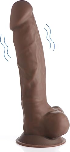 Consolador vibrador de silicona hipoalergénica Silexpan de 9 pulgadas - Oscuro