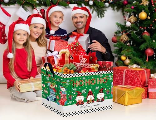 Image of Large Christmas Gifts Empty Baskets Kids Collapsible Holiday Storage Bin with Handle (Socks Gnome)