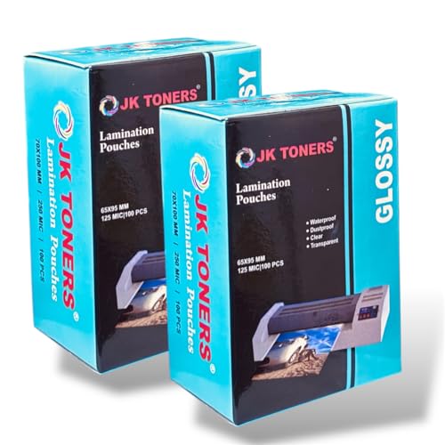 Image of JK Toners 65mmx95mm 100 X 2 Pack Laminating Pouches, Clear Glossy Finish, Waterproof | Perfect for Document & Certificate Protection (Pack of 100) (65mmx95mm (250 Micron))