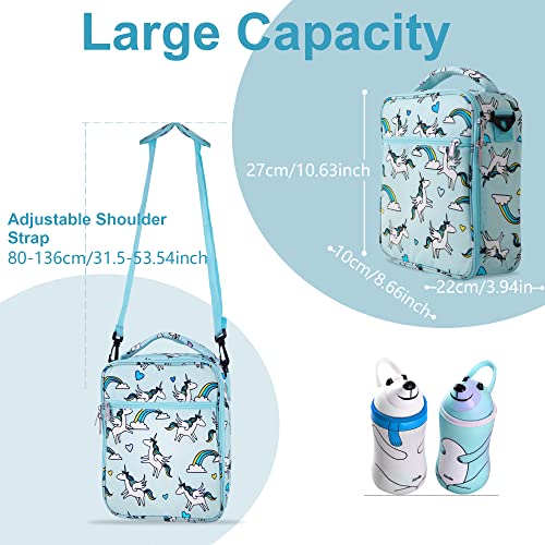 Saco de almoço para meninas, BB FUNHOUSE Bonito reutilizável isolado lancheira de unicórnio lancheir