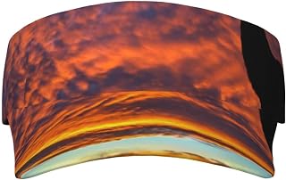 Red Deer Bull Elk Sunset Printed Sport Sun Visor Hats, Adjustable Empty Top Baseball Sun Cap Golf Tennis Visor for Men Women, Black, One Size, Black, One Size