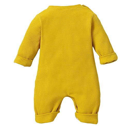 Image of Hopscotch Boys Cotton And Polyester And Spandex Text Print Full-Sleeve Bodysuit in Yellow Color