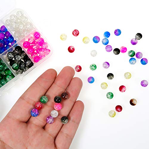 Toaob 200Pcs 8Mm Multi Color Crackle Glass Lampwork Beads Round Loose Spacer Beads Craft Supplies For Bracelets Necklaces Jewelry Making #TOP2