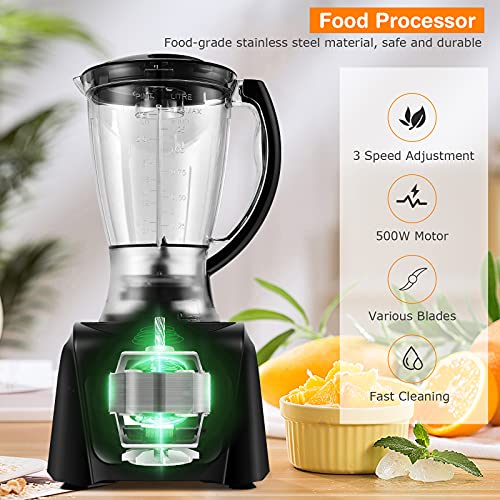 Goflame Food Processor Blender, Vegetable Chopper For Slicing Shredding Mincing & Juicing, 3 Multipurpose Blades, 2 Adjustable Speeds & Pulse Mode, 50Oz Juice Jar & 8-Cup Vegetable Chopper, Black #TOP1