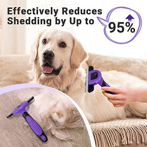 Image of MIU COLOR Pet Grooming Brush, Deshedding Tool for Dogs & Cats, Purple