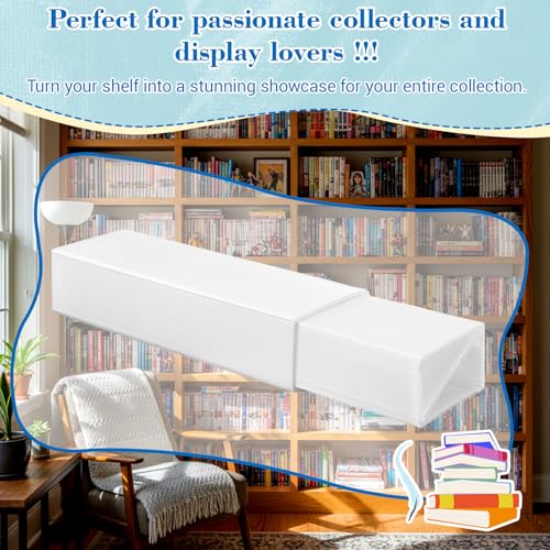 Thyle 1 Set Bookshelf Riser 2 Levels - Nesting Assembled PP Board Manga Shelf Riser for Books Collection Organizer, Space-Saving Display Stand for Books, Manga, DVDs, CDs (White)