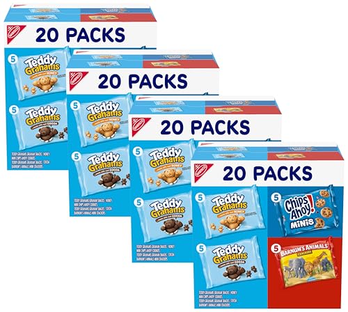 Image of Nabisco Fun Shapes Variety Pack, Barnum's Animal Crackers, Teddy Grahams and CHIPS AHOY! Cookies, 20 Snack Packs (Pack of 4)