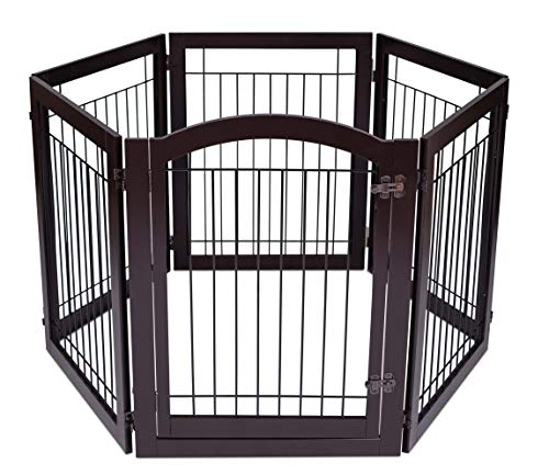 BIRDROCK HOME Indoor Dog Pet Gate with Door - 6 Panel - 30 Inch Tall - Enclosure Kennel Pet Puppy Safety Fence Pen… - Image 3