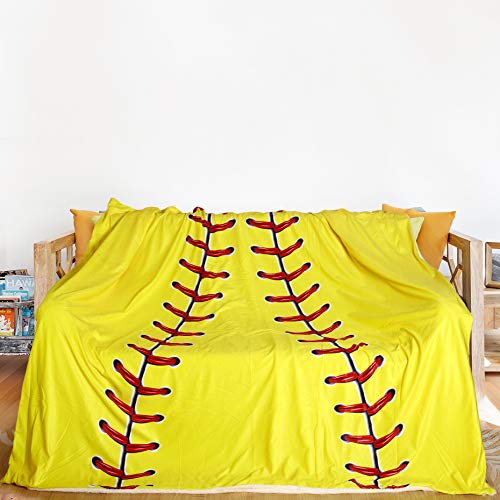 SKOLOO Softball Flannel Fleece Throw Blanket, Warm Fluffy Cozy Soft TV Bed Couch Sport Fans Boys Teens Gift Blanket Comfy Microfiber Velvet Plush Throw,Kids 50\" x 60\" - Thumbnail 2